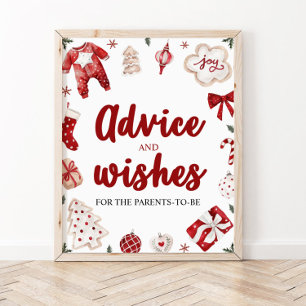 Poster Panneau Baby shower Conseils et souhaits de Noël r