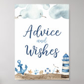 Poster Panneau Baby shower Conseils Et Souhaits Nautiques (Devant)
