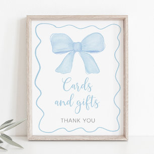 Poster Panneau Baby shower Coquette Blue Bow Cartes et Ca