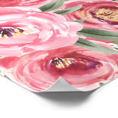 Poster Panneau Baby shower de cadre géométrique Fleurs ro (Coin)