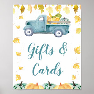 Poster Panneau Baby shower de camion Citrouille Blue Litt