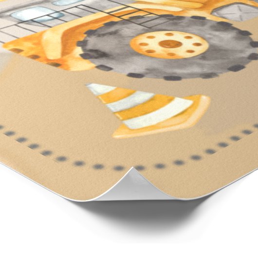 Poster Panneau Baby shower de camion de construction (Coin)