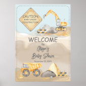 Poster Panneau Baby shower de camion de construction (Devant)