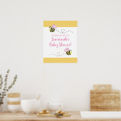 Poster Panneau Baby shower de la fille rose Bumble Bee (Cuisine)