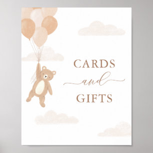 Poster Panneau Baby shower de l'ours en peluche Cartes et