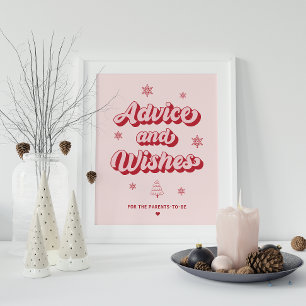 Poster Panneau Baby shower de Noël rose