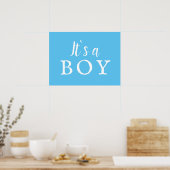 Poster Panneau Baby shower de typographie bleu garçon (Cuisine)