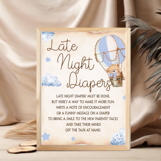 Poster Panneau Baby shower des plongeurs nocturnes