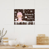 Poster Panneau Baby shower d'hiver Pink Snowflake (Cuisine)
