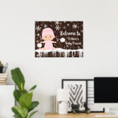 Poster Panneau Baby shower d'hiver Pink Snowflake (Bureau à domicile)