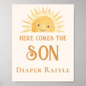 Poster Panneau Baby shower diaper raffle soleil (Devant)