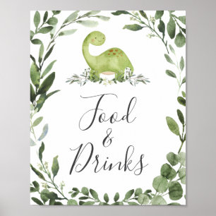 Poster Panneau Baby shower Dinosaur Aliments et boissons