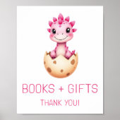 Poster Panneau Baby shower Dinosaure rose (Devant)