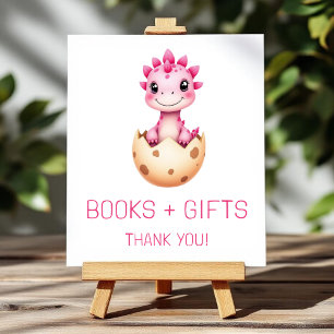 Poster Panneau Baby shower Dinosaure rose