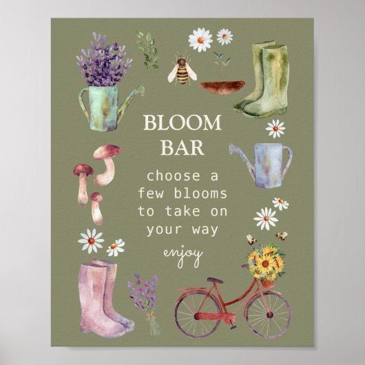 Poster Panneau Baby shower du jardin du bar Bloom (Devant)