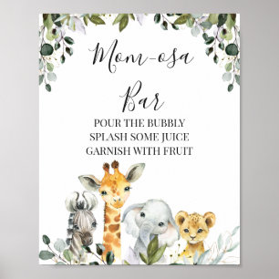 Poster Panneau Baby shower du Safari Animaux Lion Mom-osa
