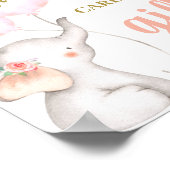 Poster Panneau baby shower Fille Eléphant Cartes et Cadea (Coin)