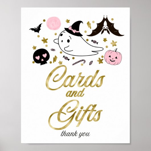 Poster Panneau Baby shower fille Halloween Cartes et cade (Devant)