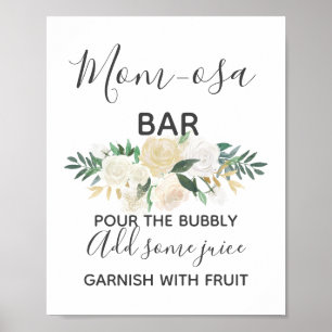 Poster Panneau baby shower Fleurs Momosa Bar Mimosa