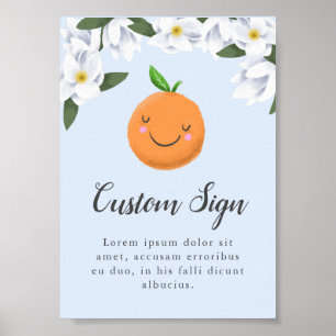 Poster Panneau Baby shower Floral Blue Little Cutie