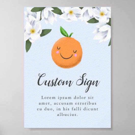 Poster Panneau Baby shower Floral Blue Little Cutie (Devant)