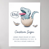Panneau Baby shower garçon Dinosaur bleu