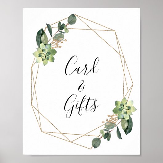 Poster Panneau Baby shower géométrique du feuillage Succu (Devant)