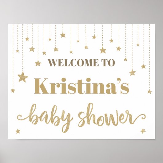 Poster Panneau Baby shower Gold Twinkle Twinkle Little St (Devant)