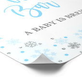 Poster Panneau Baby shower Hiver Bleu et Argent Bar à caf (Coin)