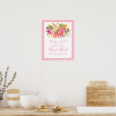 Poster Panneau baby shower Invité Livre Fleurs Bouquet Ro (Cuisine)