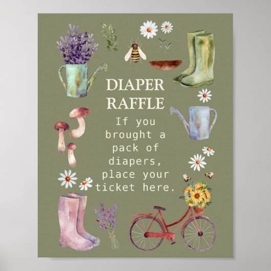 Poster Panneau Baby shower Jardin de carafe (Devant)