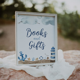 Poster Panneau Baby shower Livres Et Cadeaux Nautiques