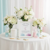 Poster Panneau Baby shower Lune rose