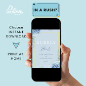 Poster Panneau Baby shower nuptiale Dusty Blue Bubbly Bar