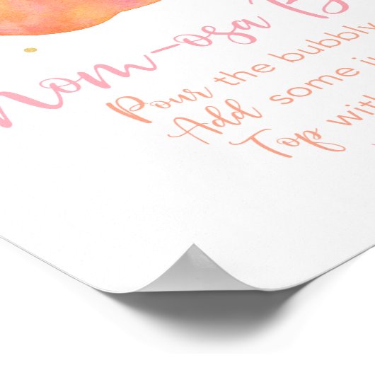 Poster Panneau Baby shower or Peach Mimosa Bar (Coin)