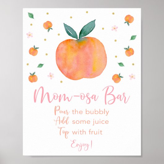 Poster Panneau Baby shower or Peach Mimosa Bar (Devant)