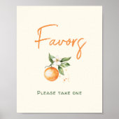 Poster Panneau Baby shower orange Citrus Little Cutie Fav (Devant)