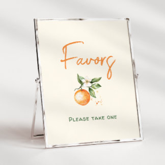 Poster Panneau Baby shower orange Citrus Little Cutie Fav