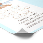 Poster Panneau Baby shower Ours Bleu Teddy (Coin)