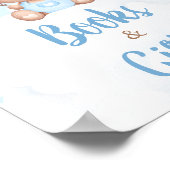 Poster Panneau Baby shower Ours Bleu Teddy Livres et Cade (Coin)