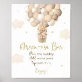 Poster Panneau Baby shower Ours en peluche or Mimosa Bar (Devant)