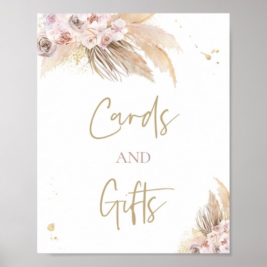 Poster Panneau Baby shower Pampas Grass Boho Cartes Et Ca (Devant)