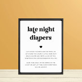 Poster Panneau Baby shower Retro Script Late Night Diapés