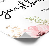 Poster Panneau Baby shower rose Floral (Coin)