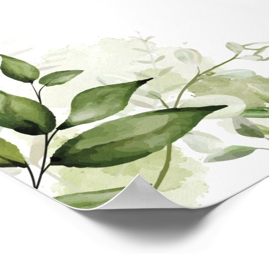 Poster Panneau Baby shower rose verdoyant (Coin)