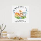Poster Panneau Baby shower Safari Jungle (Cuisine)