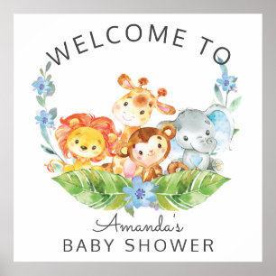 Poster Panneau Baby shower Safari Jungle