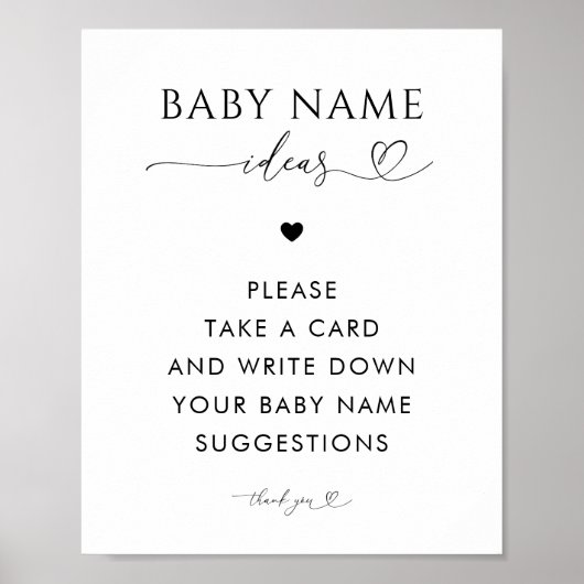 Poster Panneau Baby shower Suggestions de nom de script c (Devant)