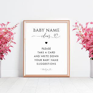 Poster Panneau Baby shower Suggestions de nom de script c