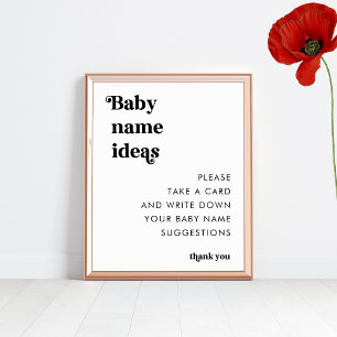 Poster Panneau Baby shower Suggestions de nom de script r
